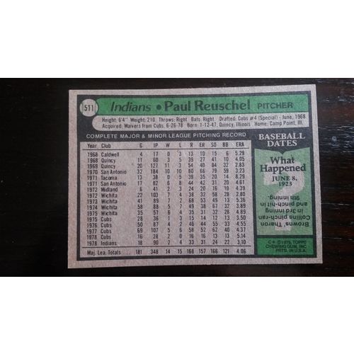 1979 Topps Card # 511 Paul Reuschel Excellent (5) Cleveland Indians