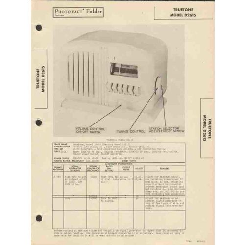 TRUETONE model D2615 6 tube AM radio receiver Sams Photofact manual