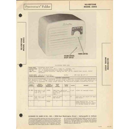 SILVERTONE model 6002 AM radio receiver Sams Photofact manual