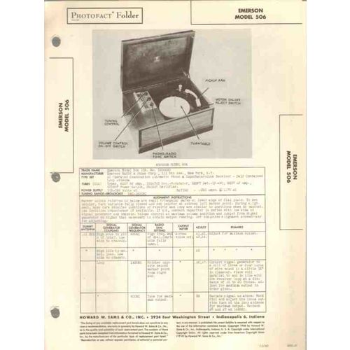 EMERSON model 506 AM radio receiver phonograph Sams Photofact manual