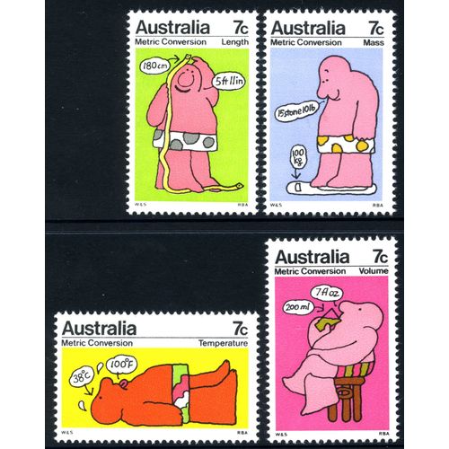 AUSTRALIA 1973 Metric Conversion Set of 4 Stamps (SG532-535) MNH
