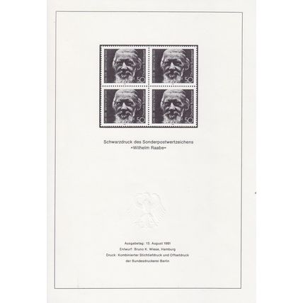 GERMANY BUND [1981] MiNr 1104 SD ( oG/no gum ) Schwarzdruck 4er [A08]