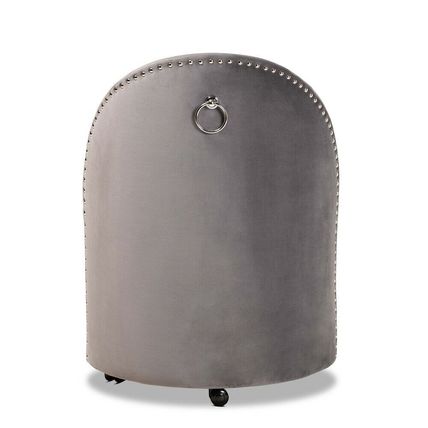 Blue or Gray Velvet Luxe Round Rolling Accent Club Chair Silver Nail Head