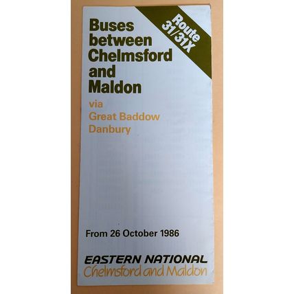 Bus timetable 1986 Chelmsford to Maldon