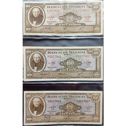 Mexico American Banknote Company Antique Set of 70 different Banknotes 1948-1978