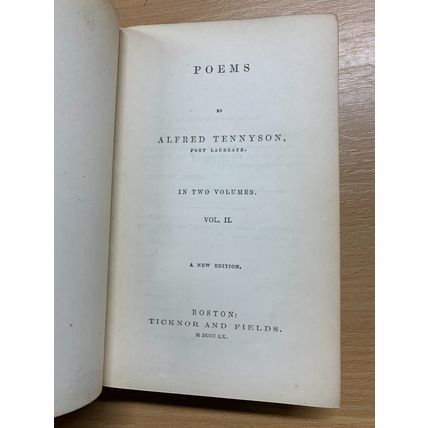 RARE* 1860 "POEMS OF ALFRED TENNYSON" VOLS 1 & 2 USA HARDBACK BOOKS (P6)