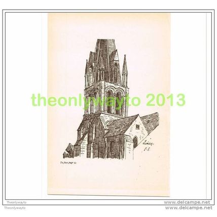 LIMAY CHURCH, TOWER, SE, FRANCE, Book Illustration (Print), c1897