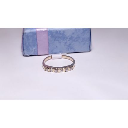 Estate 1/4ctw Natural Rd Diamond Bar set channel 14Kt Yellow Gold Band Ring22542