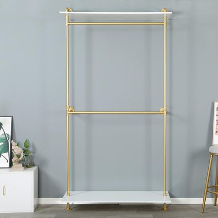 Modern Simple Industrial Pipe Double Hanging Rods Clothing Rack,Retail Display W