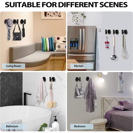 Kruodop Towel Hooks for Bathroom,2 Packs Wall Mount Towel Holder,Black Matte Wal