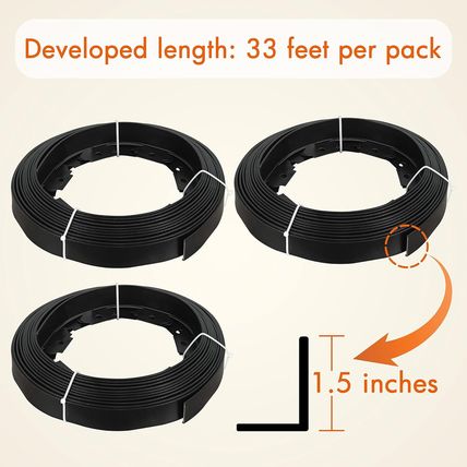 Gardzen 1.5" X 100' Landscape Edging Kit, Garden Edging Coil Comes with 120 Pcs