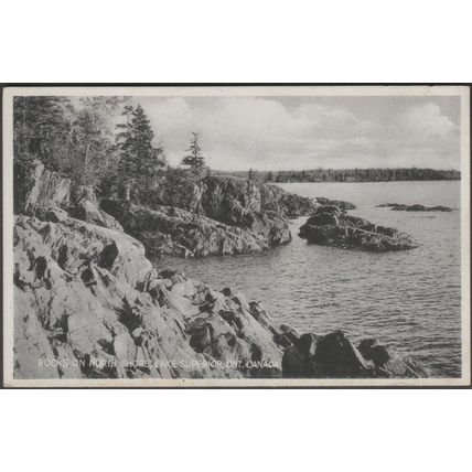 Rocks on North Shore, Lake Superior, Ontario, c.1930 - CPR Postcard