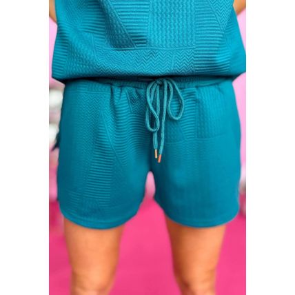 Skobeloff Textured Ruffle Split Top and Drawstring Shorts