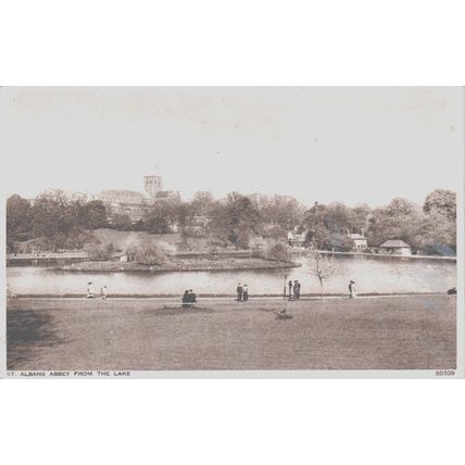 St. Albans Abbey From The Lake St. Albans Hertfordshire Postcard (QHER395)