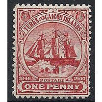 Turks & Caicos Islands 1900 SG102 1d Red Wmk Crown CA Mounted Mint .. .