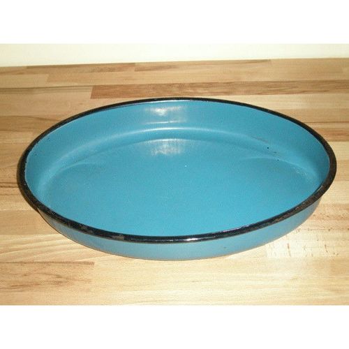 Vintage French Shabby Chic Blue Enamel Pan