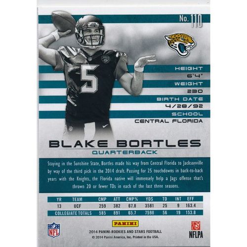 2014 Panini Rookies & Stars #110 Blake Bortles RC Jacksonville Jaguars