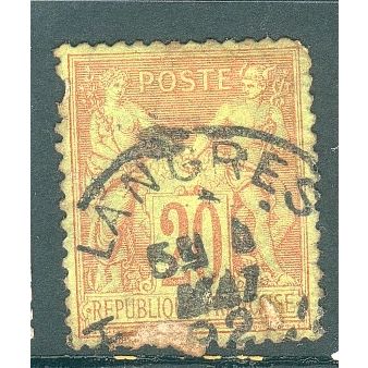 France 1876 - SG219 - 20c brown on yellow - Peace & Commerce - used