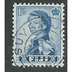 FIJ 1954 1d 'QUEEN ELIZABETH II (BLUE) ' FINE USED (EBID48-252)