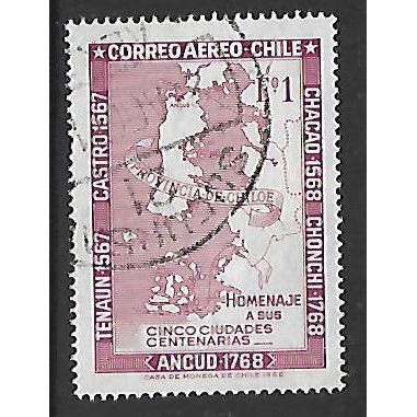 CHILE 1968 FIVE TOWNS 1E PURPLE MAP SG 601 FINE USED#