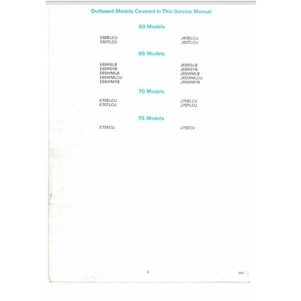 Johnson Evinrude 60 Thru 75 Outboard Motor Service Manual 507617 1986 PDF