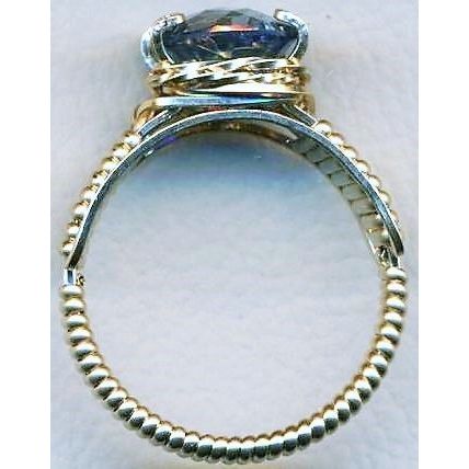Faceted Blue Topaz Gold Wire Wrap Gemstone Ring sz 8