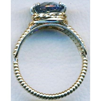 Faceted Blue Topaz Gold Wire Wrap Ring sz 8