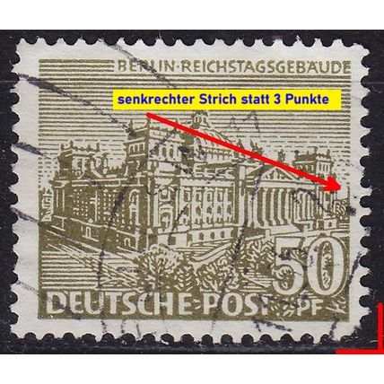 GERMANY BERLIN [1949] MiNr 0053 IV ( O/used ) [05] Architektur Plattenfehler