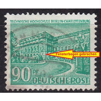 GERMANY BERLIN [1949] MiNr 0056 I ( O/used ) [01] Architektur Plattenfehler