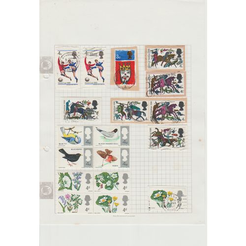 Great Britain 18 early QE on album page with blocks Wild Flowers & Birds M etc