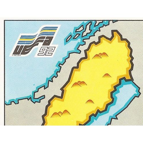 Panini's UEFA Euro Sweden '92 Stickers: No.4 - Map of Sweden