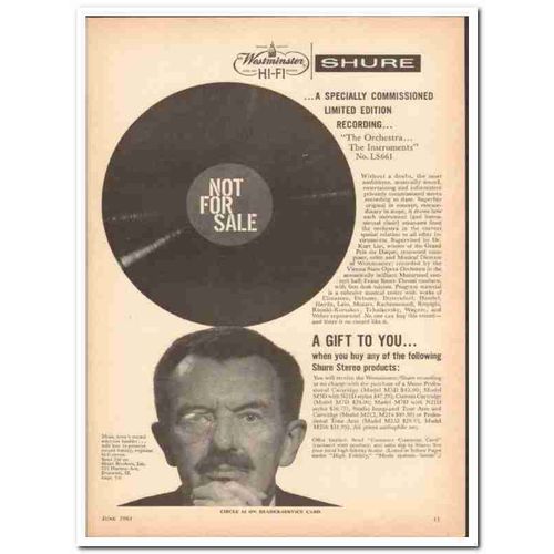 SHURE BROTHERS INC 1961 Limited Edition Recording gift vintage ad