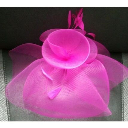Large Elegant Headband fuchsia pink mesh Fascinator Wedding ASCOT WEDDING RACES