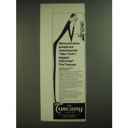 1974 The Tuscany Hotel Ad - More and more people are checking into