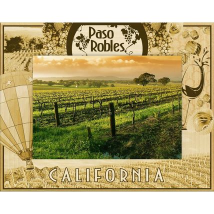 Paso Robles California Laser Engraved Wood Picture Frame Landscape (5 x 7)