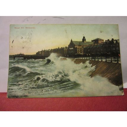 ROUGH SEAS, MORECAMBE, LANCASHIRE used antique postcard by Gorton 1906 pm =