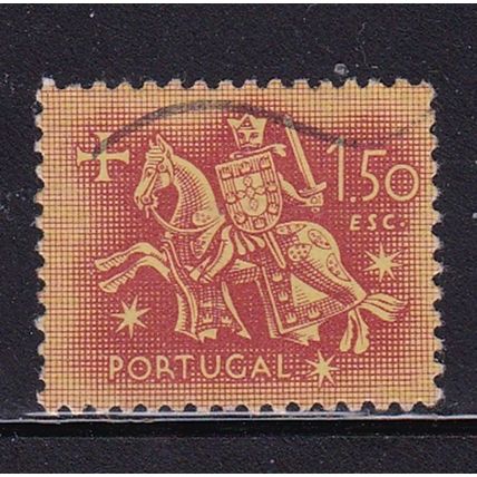 PORTUGAL 1953 1.50E KNIGHT VALUE USED SG1086 #1