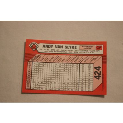 Andy Van Slyke 1989 Bowman TIFFANY NO. 424