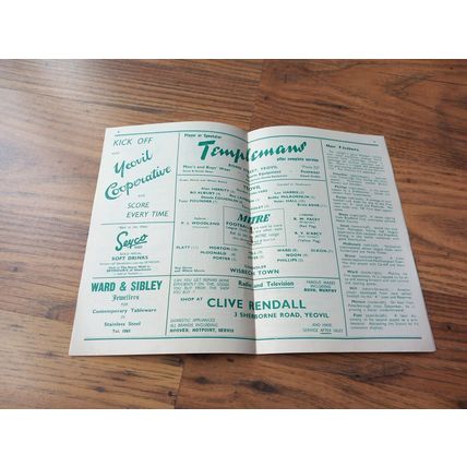 1961/62 Yeovil Town vs Wisbech Town - Southern League ** FREE P&P **