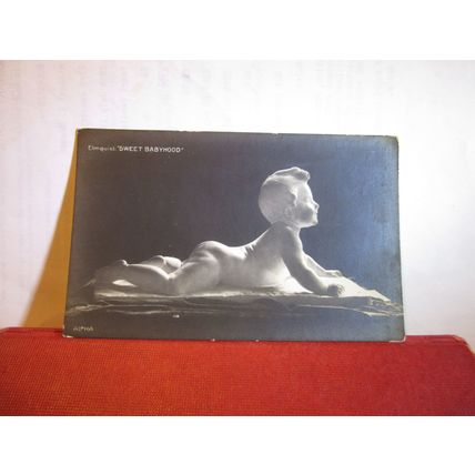 'SWEET BABYHOOD' marble sculpture by Elmquist unused vintage postcard art =