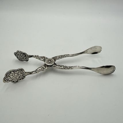 Swedish Silverplated Sugar Tongs SWEDEN Ornate Antique NS Marking Floral Pattern