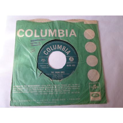 7" 1962. CLIFF RICHARD. THE YOUNG ONES. DB 4761. WE SAY YEAH. COLUMBIA,EXCELLENT
