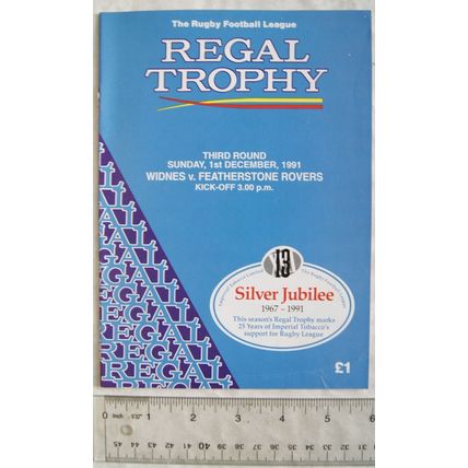 1991 programme Widnes v. Featherstone Rovers, Regal Trophy 3rd Round