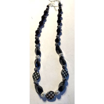 Black Plaid Necklace #3282 - 17"