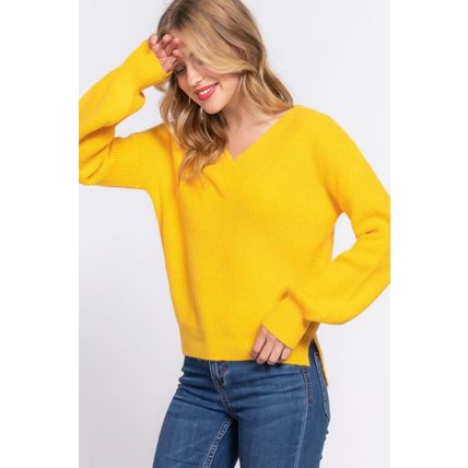 Women's Long Sleeve Double V Neck Sweater