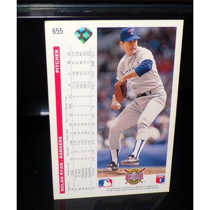 UPPER DECK 1991 NOLAN RYAN 6TH YEAR BASEBALL CARD #655
