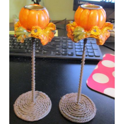 Pumpkin\Fall Candlestick Holders (2) 7 1/2"