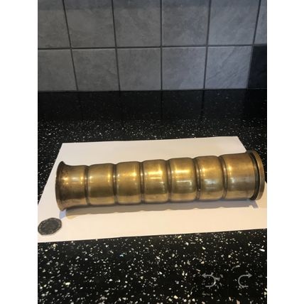 A Brass World War Two Trench Art Vase made from an artillery shell dated 1944
