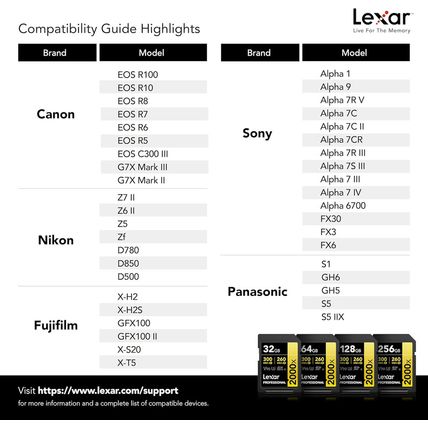 Lexar 64GB Professional 2000X SD Card, UHS-II, C10, U3, V90, Full HD, 8K, up to