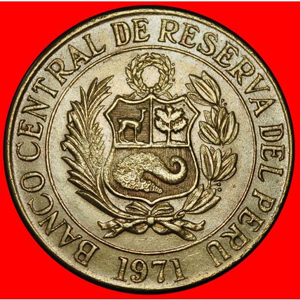 Ⰶ VICUGNA (1966-1975): PERU ★ 1 SOL DE ORO 1971! CORNUCOPIA★LOW START★NO RESERVE